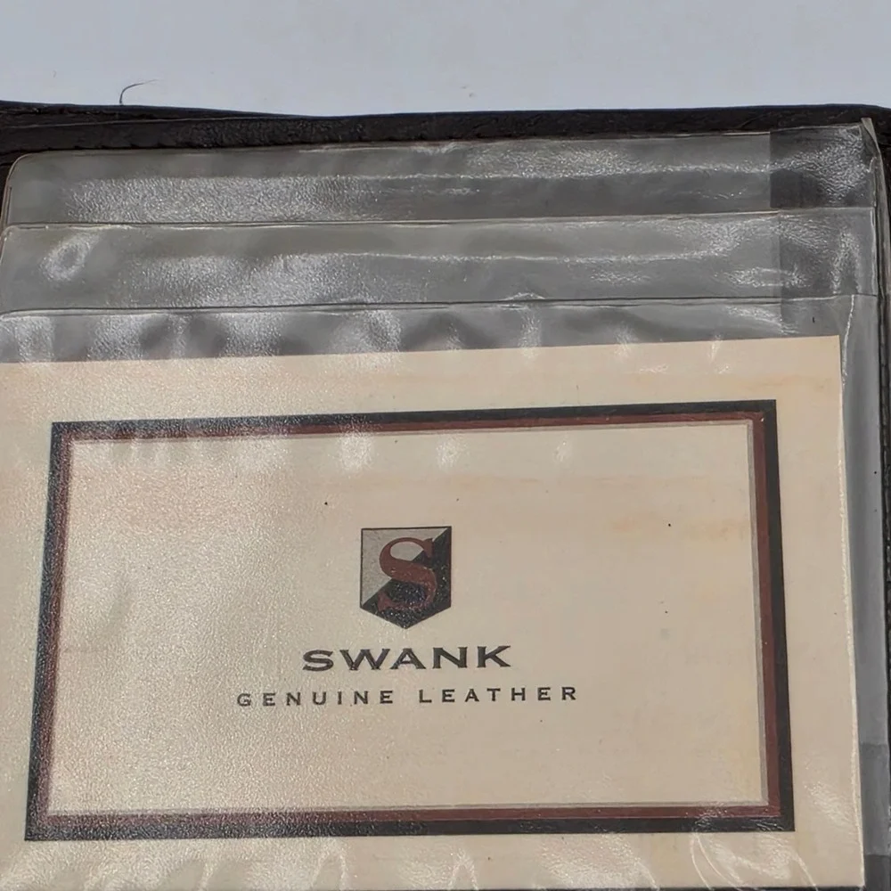 Swank Bifold Wallet Mens OS‎ Black Like New Genuine Leather Card Slots Vintage